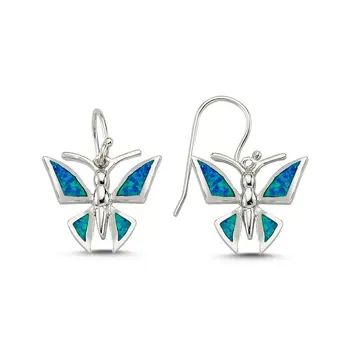 

Angemiel 925 Sterling Silver Opal Gemstone Dragonfly Earrings