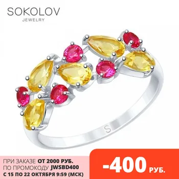

SOKOLOV ring of silver with citrine and fianitami fashion jewelry 925 women's male