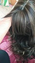 ALAN EATON-Peluca de cabello sintético para mujer afroamericana, cabellera artificial largo ondulado con flequillo, color negro, marrón y dorado, resistente al calor