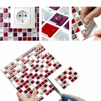 

3D Self Adhesive Grid Pattern Mosaic Tile Wallpaper DIY Waterproof Kitchen Stickers Bathroom Kitchen Home Decor