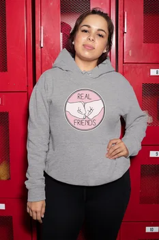 

Angemiel Wear Real Friends Tokalaşan Friends Gray Women 'S Hooded Sweatshirt