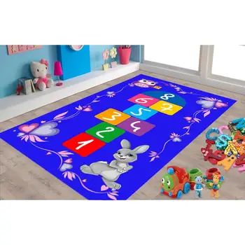 

Blue Hopscotch Patterned Carpet ,Non Slip Floor Carpet,Teen's Carpet,Turkish Rug