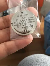 Llavero personalizado con datos de nacimiento para bebé, anillo para llaves, recién nacido, nombre, fecha de nacimiento, peso, altura, niño, niña, regalo padres, P026_C