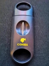 COHIBA-cortador de cigarrillos con hoja de acero inoxidable, herramienta de corte de plástico en V, corte de acero inoxidable, corte de cigarrillos, cortador de bolsillo
