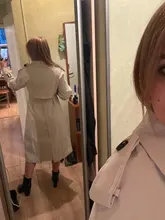 Gabardina larga con doble botonadura para mujer, abrigo ajustado con cinturón, ropa de primavera otoño