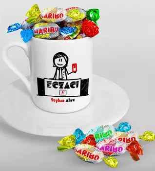 

Personalized Pharmacist Turkish coffee Cup and Haribo Candy Gift Seti-5