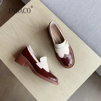 

Woman Flats Brogue Shoes Leather Loafer for Women Flats Shoes Women Slip on 2020 Autumn 5cm