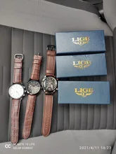 LIGE-reloj analógico con correa de cuero para hombre, nuevo accesorio de pulsera de cuarzo resistente al agua con cronógrafo, complemento Masculino deportivo de marca de lujo con fecha automática, 2021