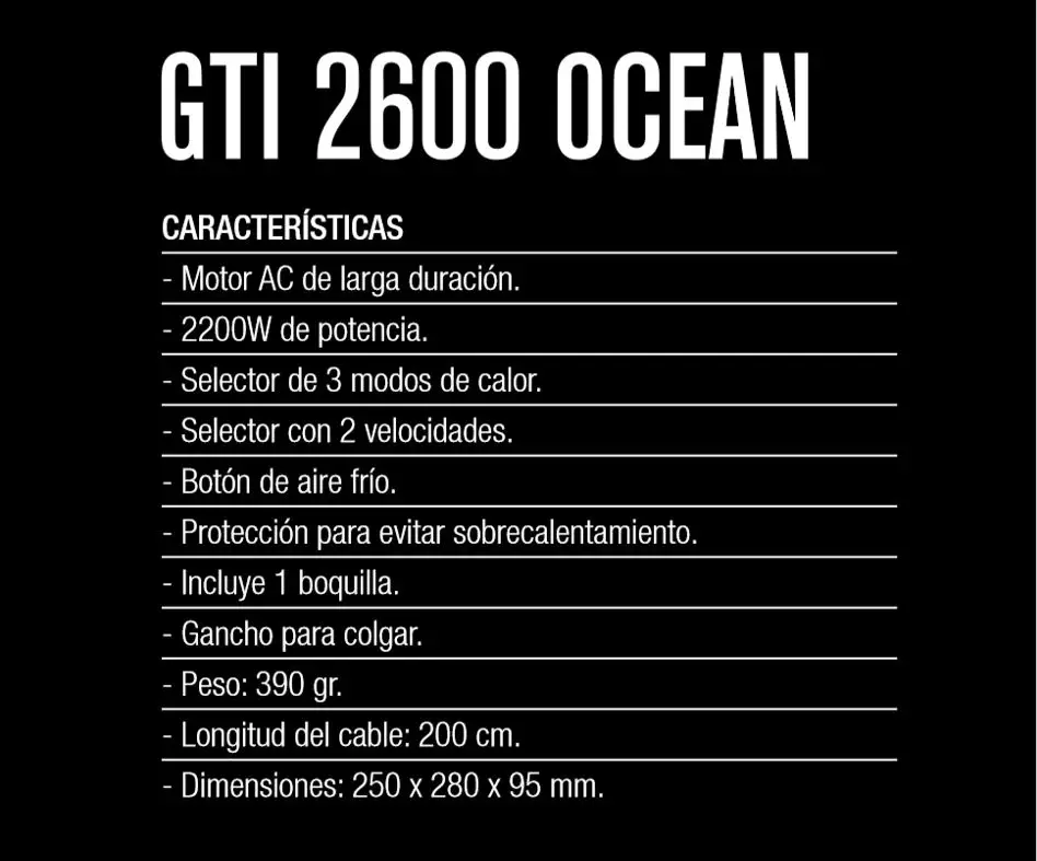 Secador de pelo PostQuam ITALIAN DESIGN GTI 2600 OCEAN PLUS 2200w color  azul IDEGTIOCEANPLUS|Secadores de pelo| - AliExpress