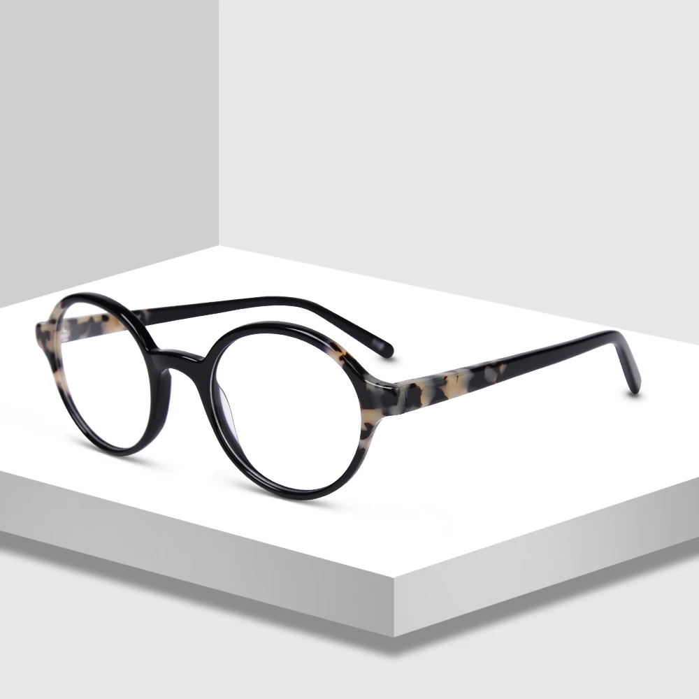 

Optical Clear Glasses Frame Men Women Vintage Round Eyeglasses Retro Handmade Circle Clear Lens Transparent Glasses GR6017