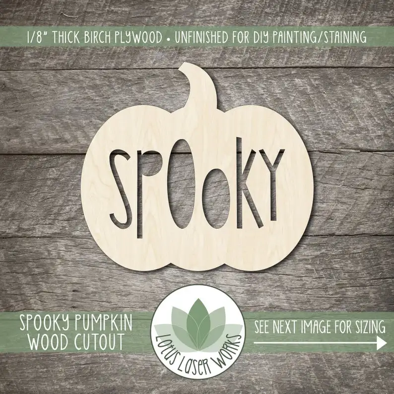 

Spooky Halloween Pumpkin Cutout, Blank Wood Halloween Craft Embellishments, Wooden Pumpkin Shape