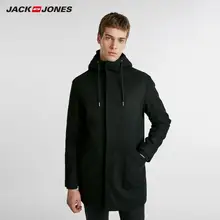 JackJones зимняя мужская парка с капюшоном шерстяное пальто Повседневная Длинная стеганая куртка пальто мужская одежда 218427506