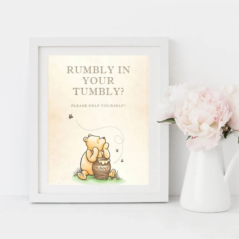 Peinture Imprimee Avec Citation De L Ourson Classique Panneau Dans Votre Gateau Et Dessert Affiche En Toile Decor De Fete Prenatale Anniversaire Aliexpress