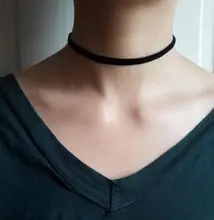 De moda de terciopelo negro gargantilla collar cuerda de terciopelo declaración collar estilo punky de joyería de moda para mujer