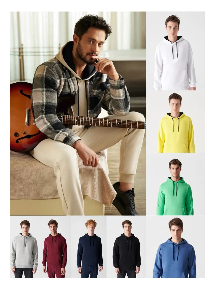 

Avva 2022 Hooded Collar Plain Sweatshirt Velvet Sweatshirts Men and Women Unisex Fashion Oversized Fleece Hoodie Hoody Pullover