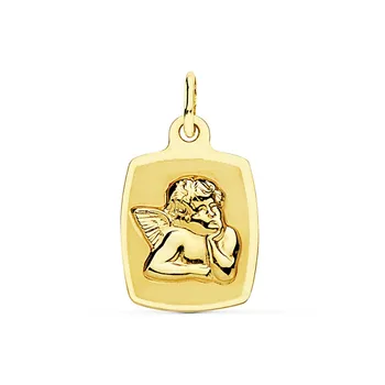

Medal 18k gold 19mm Angel. Rectangular curved smooth edge [AC0972GR] -Customizable-RECORDING INCLUDED IN THE PRICE