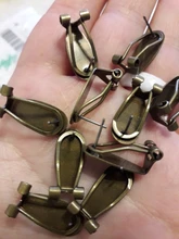 Pendientes de cobre con ganchos con Clips para las orejas, Base de ajuste de cabujones en blanco, componentes para joyería artesanal, 10 Uds.