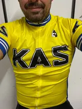 Team KAS-maillot de ciclismo, camiseta retro de secado rápido, transpirable, de manga corta, para verano
