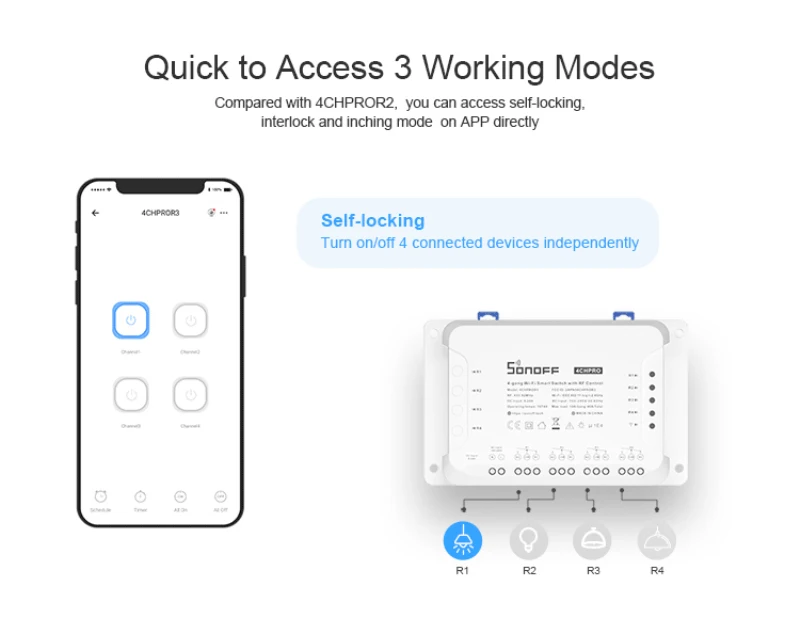 Inteligente sem Fio Funciona com Alexa Sonoff 4 Way Montagem wi fi Interruptor 433mhz Remoto Relé Google Casa 4ch r3 - Pro - Image 4
