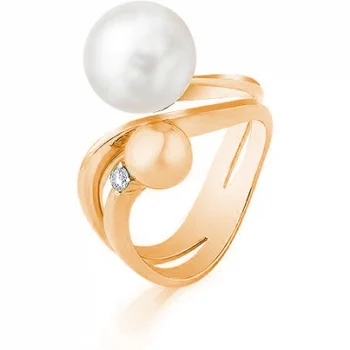 

Master brilliant ring with pearls and red gold diamond