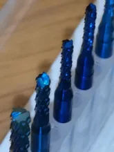 XCAN-Juego de brocas de grabado, Nano Blue Coated brocas de rebajadora de CNC, cortador de fresado de corte, vástago de 1/8 , herramientas de fresado de carburo
