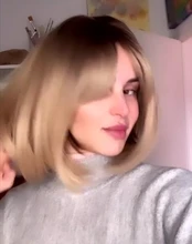 Element-peluca femenina de fibra resistente al calor, cabellera corto sintético recto con flequillo lateral ombré Rubio Dorado Bob, color blanco/negro