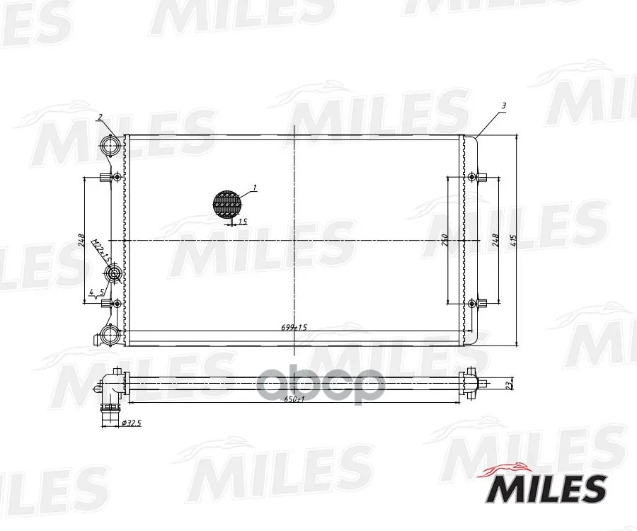 Радиатор Vag G4 1.6/1.8/1.9td A/T 97-06 Miles Acrm016 Miles арт. ACRM016