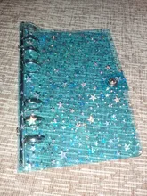 Funda para cuaderno con lentejuelas brillantes A5/A6, carpeta de archivos transparente de 6 anillos, carpeta de anillas de hojas sueltas, suministros de papelería Kawaii