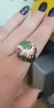Joyería de estilo Retro dorado para mujer, anillo pintado a mano con aceite, joyería