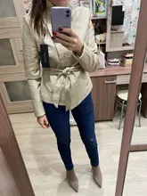 Jacket Short Turn-Down-Collar Spring Faux-Leather AORRYVLA Fashion Women New Length Slim-Style