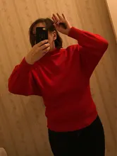 Suéter de cuello alto para mujer, jersey con mangas abullonadas, de punto, holgado, para invierno