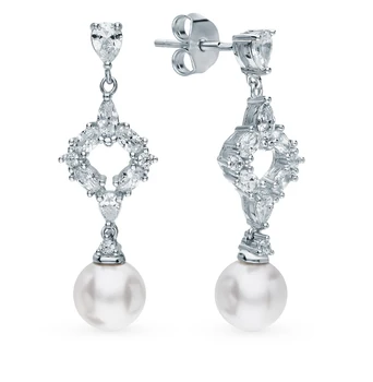 

Silver earrings with cubic zirconia and pearls sunlight sample 925