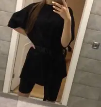 Outfits Shorts-Sets Belt Qrwr-Suit Two-Piece Female Loose Fashion Casual with Bicycle