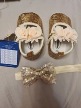 Ma & Baby-zapatos de princesa para bebés recién nacidos de 0 a 18 meses, con lentejuelas y lazo, para primeros pasos y diadema