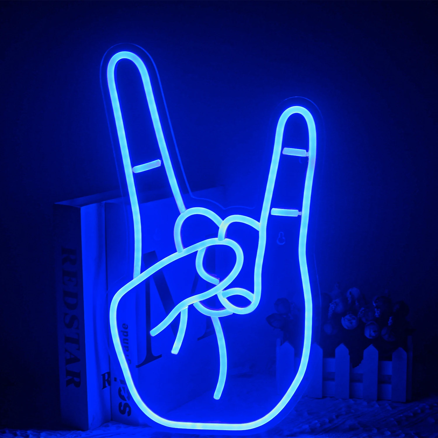 

Wanxing Peace Gesture Led Neon Sign Love Symbol Hand Shape Finger Hanging Wall Night Light Art Bedroom Decor Lamp Birthday Gift