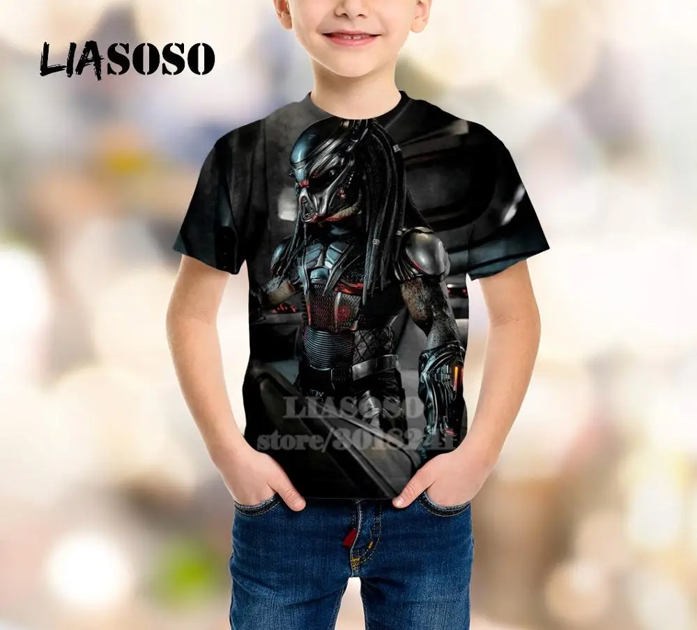 5 LIASOSO/Летний Детский свитер для подростков футболка с 3D принтом «Хищник» детский топ, пуловер с короткими рукавами для мальчиков и девочек, B128 - Цвет: 5