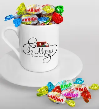 

Personalized Underwear Architect Turkish coffee Cup and Haribo Candy Gift Seti-2
