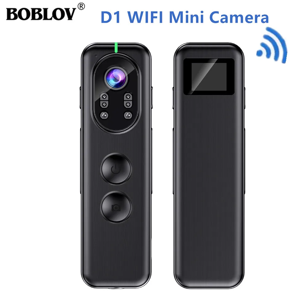 

Маленькая камера BOBLOV D1 с функцией ночного видения, Wi-Fi, 1080P, светодиодный экран
