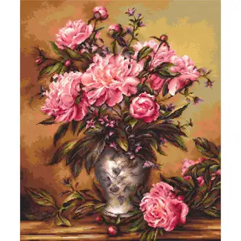 

B543 set for embroidery 'Vase with pions' 34*41 cm, Luca-s