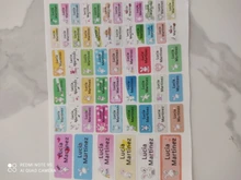 Etiqueta para planchar con diseño de dibujos animados, pegatinas con nombres personalizados, impermeable, compatible para uniforme escolar, accesorios de ropa