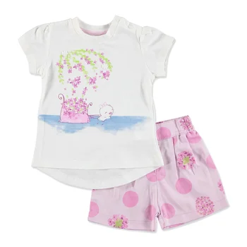

ebebek HelloBaby Summer Baby Girl Dot Flower T-shirt Short Set