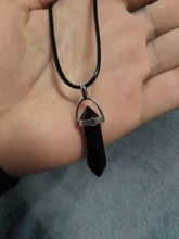 Colgante de cristal Natural con forma de columna Hexagonal para mujer, colgante de piedras, cadena de cuero, joyería