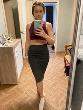 Falda ceñida para mujer, falda elástica con abertura, media pantorrilla, ajustada, de punto, Otoño e Invierno