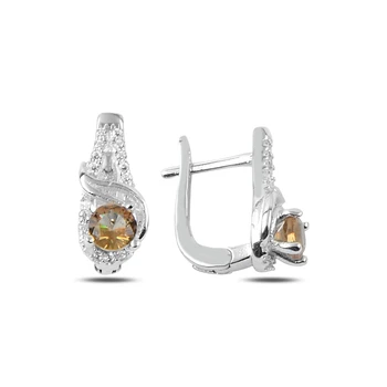 

Silver 925 Sterling Zultanite & Zircon Crystal Earrings