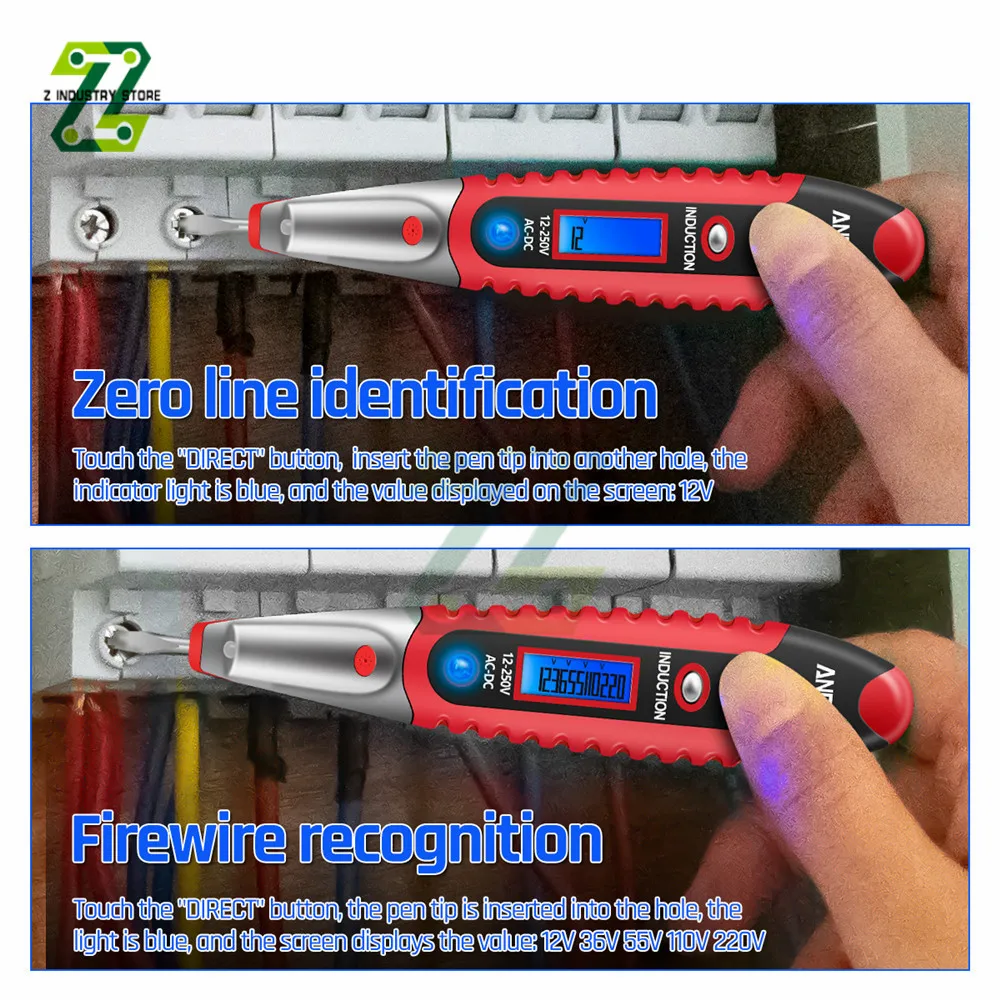 AC DC 12-250V LCD 디지털 디스플레이 전압 테스트 펜 전기 검전기 비접촉 안전 테스트 스크루 드라이버 펜
