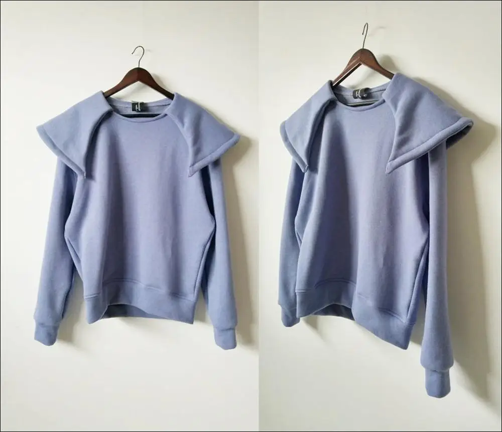 Cape Style Collar Purple Sweatshirt Oversized