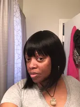 Pelucas de Bob corto liso LOVE ME para mujeres negras, peluca con malla frontal colorida, pelo sintético, fibra resistente al calor, Cosplay