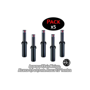 

Sprinkler Krain MiniPro. (Pack 5 units) | working Pressure 2 to 3,4 bar. Thread 1/2 ". Angle Adjustable irrigation.