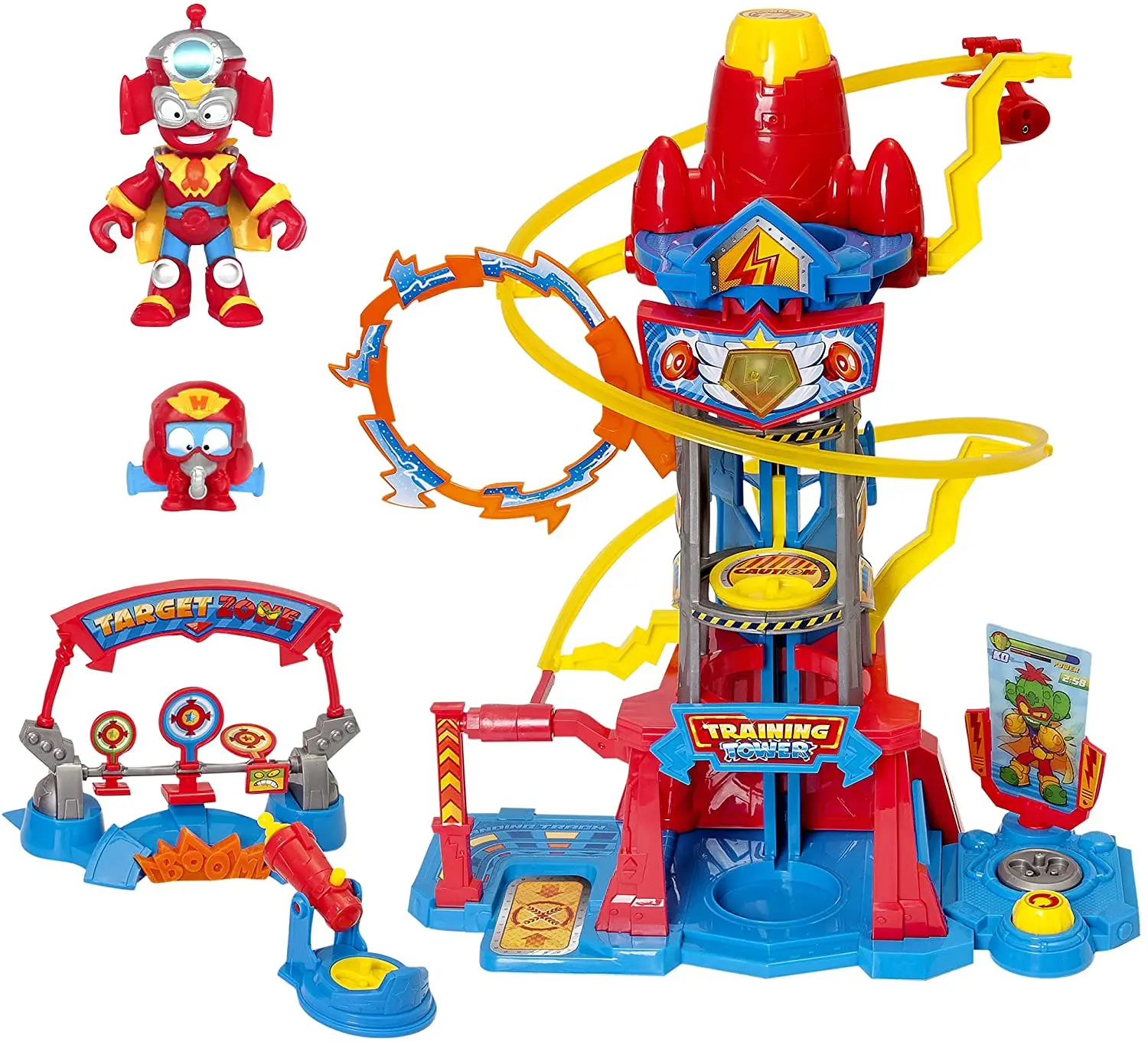 3 training areas for learning to fly shoot and fight. SUPERTHINGS Training Tower – Training tower with lights and sound 1 SuperThing and 1 exclusive Kazoom Kid 