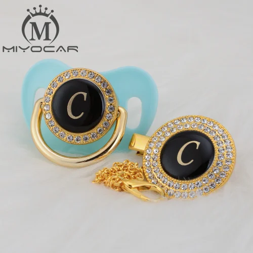 LC-7 6-18m MIYOCAR золото серебро имя инициалы буквы C прекрасный bling соска и соска клип набор BPA бесплатно пустышка bling уникальный дизайн LC - Цвет: LC-7 6-18m